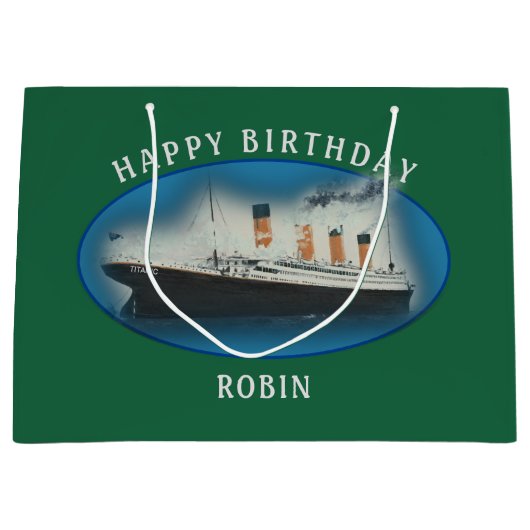 Titanic Birthday Green RMS White Star Line Schiff Große Geschenktüte (Vorderseite)