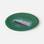 Titanic Birthday Green RMS White Star Line Schiff Pappteller (Schrägansicht)