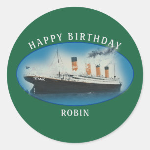 Titanic Birthday Green RMS White Star Line Schiff Runder Aufkleber