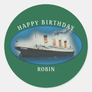 Titanic Birthday Green RMS White Star Line Schiff Runder Aufkleber