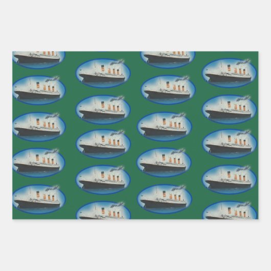 Titanic Birthday Green White Star Line Schiff Geschenkpapier Set (Vorderseite 3)