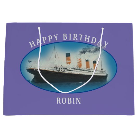 Titanic Birthday Lila RMS White Star Line Schiff Große Geschenktüte (Vorderseite)