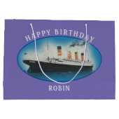 Titanic Birthday Lila RMS White Star Line Schiff Große Geschenktüte (Rückseite)