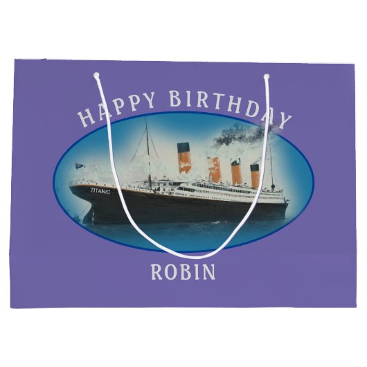Titanic Birthday Lila RMS White Star Line Schiff Große Geschenktüte (Rückseite)