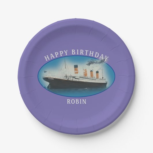 Titanic Birthday Lila RMS White Star Line Schiff Pappteller (Vorderseite)