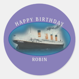 Titanic Birthday Lila RMS White Star Line Schiff Runder Aufkleber