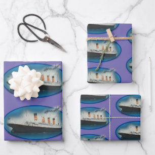 Titanic Birthday Lila White Star Line Schiff Geschenkpapier Set