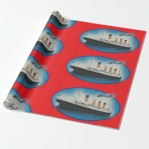 Titanic Birthday Red RMS White Star Line Schiff Geschenkpapier