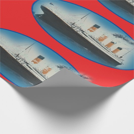 Titanic Birthday Red RMS White Star Line Schiff Geschenkpapier (Ecke)