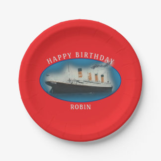 Titanic Birthday Red RMS White Star Line Schiff Pappteller