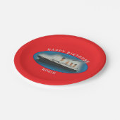 Titanic Birthday Red RMS White Star Line Schiff Pappteller (Schrägansicht)