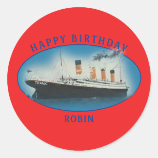 Titanic Birthday Red RMS White Star Line Schiff Runder Aufkleber