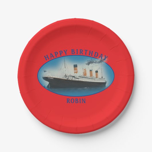 Titanic Birthday Red RMS White Star Schiff Pappteller (Vorderseite)