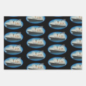 Titanic Birthday Schwarz-weiß Star Line Ship Geschenkpapier Set (Vorderseite 2)