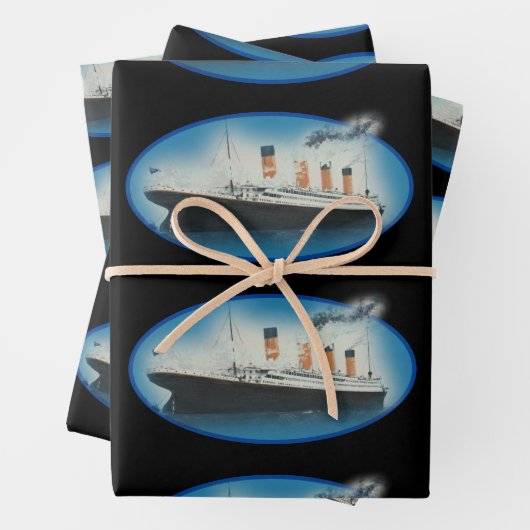 Titanic Birthday Schwarz-weiß Star Line Ship Geschenkpapier Set (Beispiel)