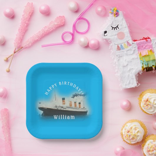 Titanic Birthday Square Ship  Pappteller (Party)