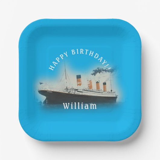 Titanic Birthday Square Ship Pappteller (Vorderseite)
