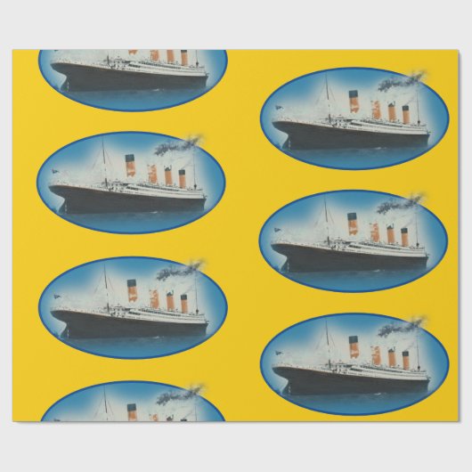 Titanic Birthday Yellow RMS White Star Line Schiff Geschenkpapier (Flach)