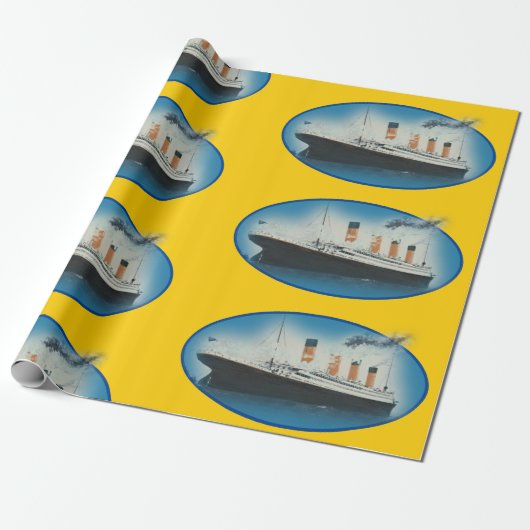 Titanic Birthday Yellow RMS White Star Line Schiff Geschenkpapier (Ungerollt)