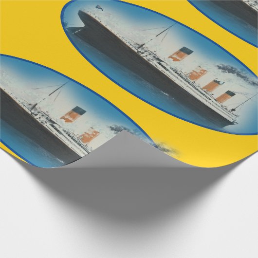 Titanic Birthday Yellow RMS White Star Line Schiff Geschenkpapier (Ecke)