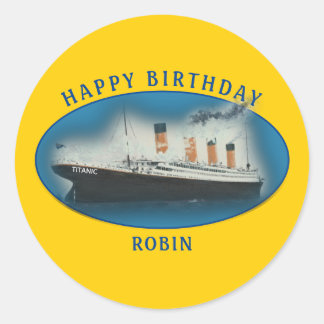 Titanic Birthday Yellow RMS White Star Line Schiff Runder Aufkleber