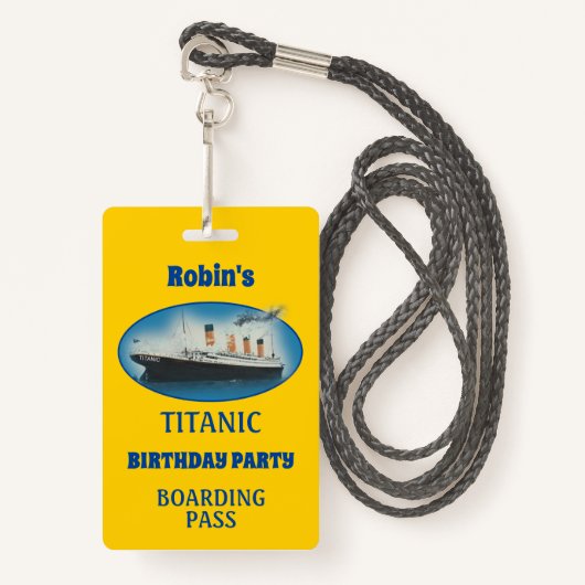 Titanic Birthday Yellow White Star Line Schiff Ausweis (Vorderseite mit Schlüsselband)