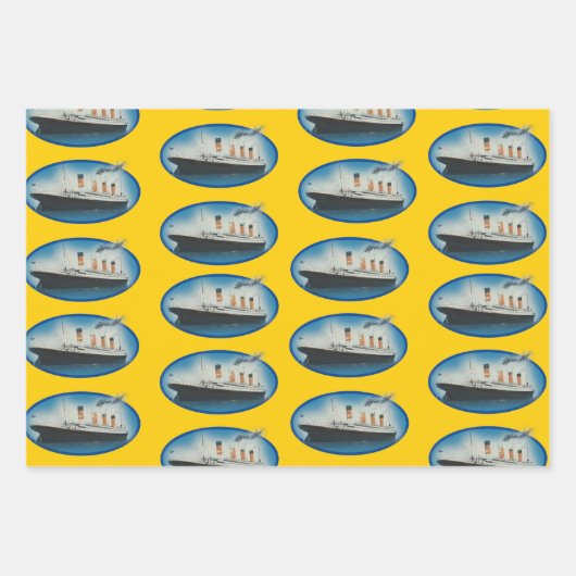Titanic Birthday Yellow White Star Line Schiff Geschenkpapier Set (Vorderseite 3)