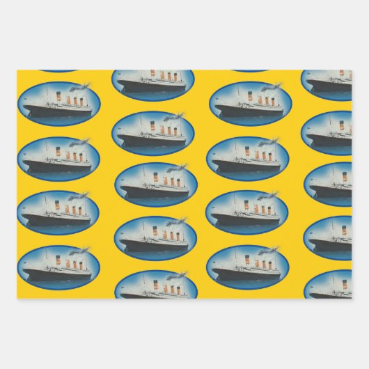 Titanic Birthday Yellow White Star Line Schiff Geschenkpapier Set (Vorderseite 2)