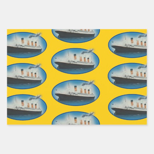 Titanic Birthday Yellow White Star Line Schiff Geschenkpapier Set (Vorderseite)