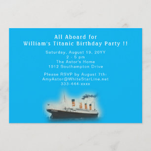Titanic Blau Geburtstag White Star Line Schiff Einladung