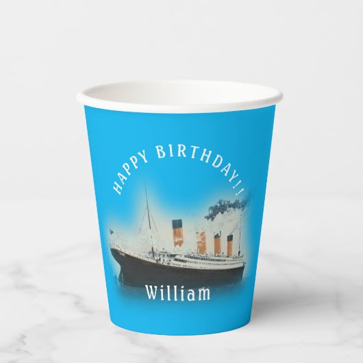 Titanic Blue Birthday Paper Cups Pappbecher (Vorderseite)