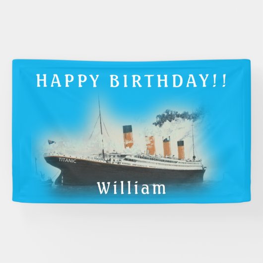 Titanic Blue Birthday White Star Line Schiff Banner (Horizontal)