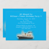 Titanic Blue Birthday White Star Line Schiff Einladung (Vorne/Hinten)