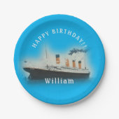 Titanic Blue Birthday White Star Line Schiff Pappteller (Vorderseite)