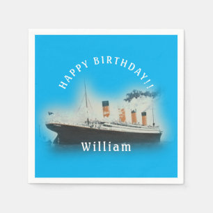Titanic Blue Birthday White Star Line Schiff Serviette