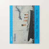 Titanic Blue Vintag White Star Line Ship Puzzle (Vertikal)