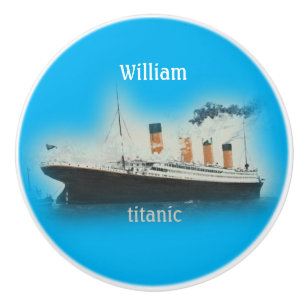 Titanic Bright Blue White Star Line Schiff Keramikknauf