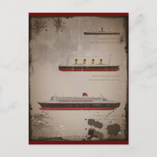 Titanic Carpathia und Mary Postkarte (Vorderseite)