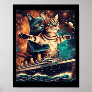 Titanic Cats Funny T-Shirt Poster