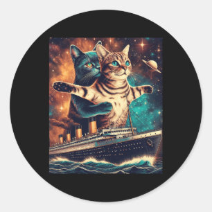 Titanic Cats Funny T-Shirt Runder Aufkleber