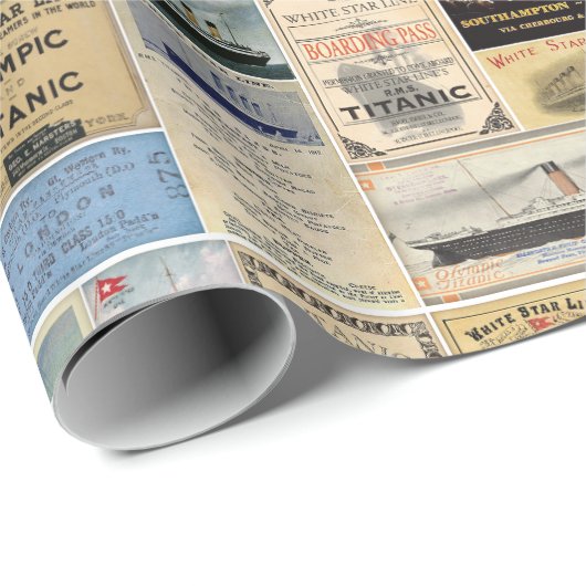 Titanic Ephemera Collage for Ocean Liner Enthusias Geschenkpapier (Rolleneckpunkt)