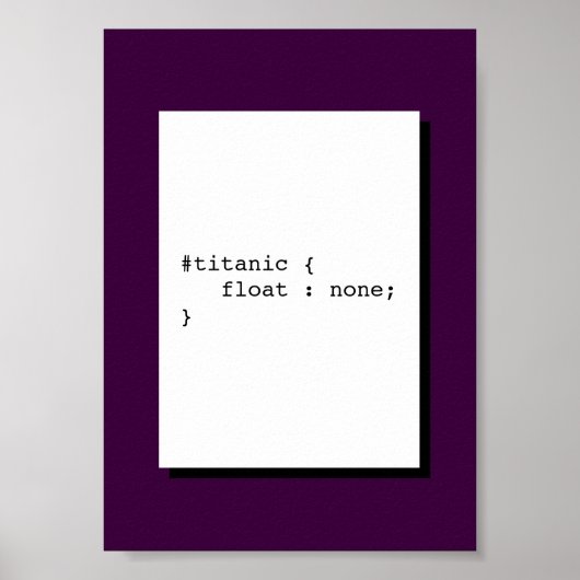 Titanic Float None Funny CSS Poster (Vorne)