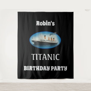 Titanic Geburtstag Schwarz RMS White Star Line Sch Wandteppich