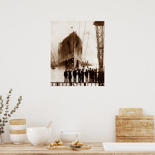 Titanic Launch Circa Sepia 1912 Poster (Küche)