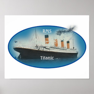 Titanic Maritime Blue White Star Line Schiff Poster