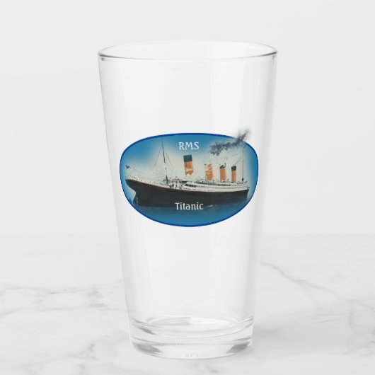 Titanic Maritime Blue White Star Line Schiffsglas Glas (Vorderseite)