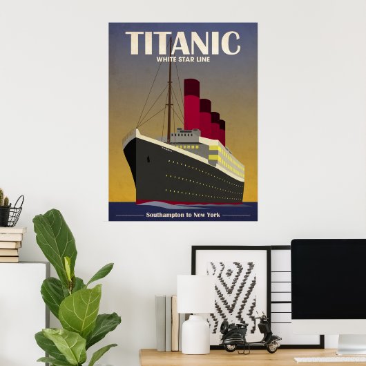 Titanic Ocean Liner Art Deco Print Poster (Heimbüro)