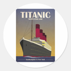 Titanic Ocean Liner Art Deco Print Runder Aufkleber