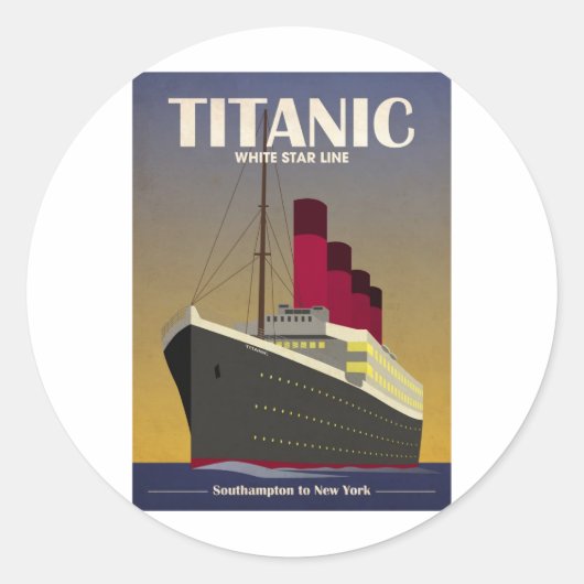 Titanic Ocean Liner Art Deco Print Runder Aufkleber (Vorderseite)