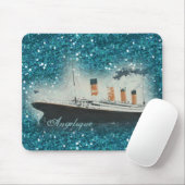 Titanic Ocean Liner Blue Glitzer Glam Ombre Name Mousepad (Mit Mouse)